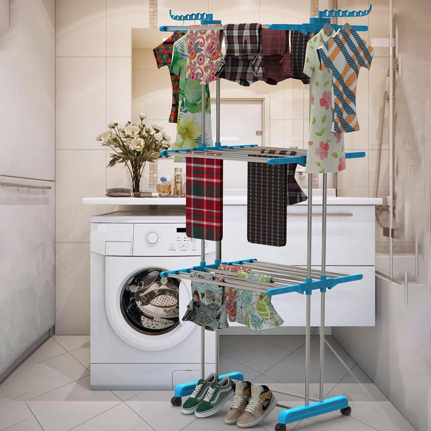Cloth Drying Stand – 3 Layer Foldable Steel | Organivo - Image 7