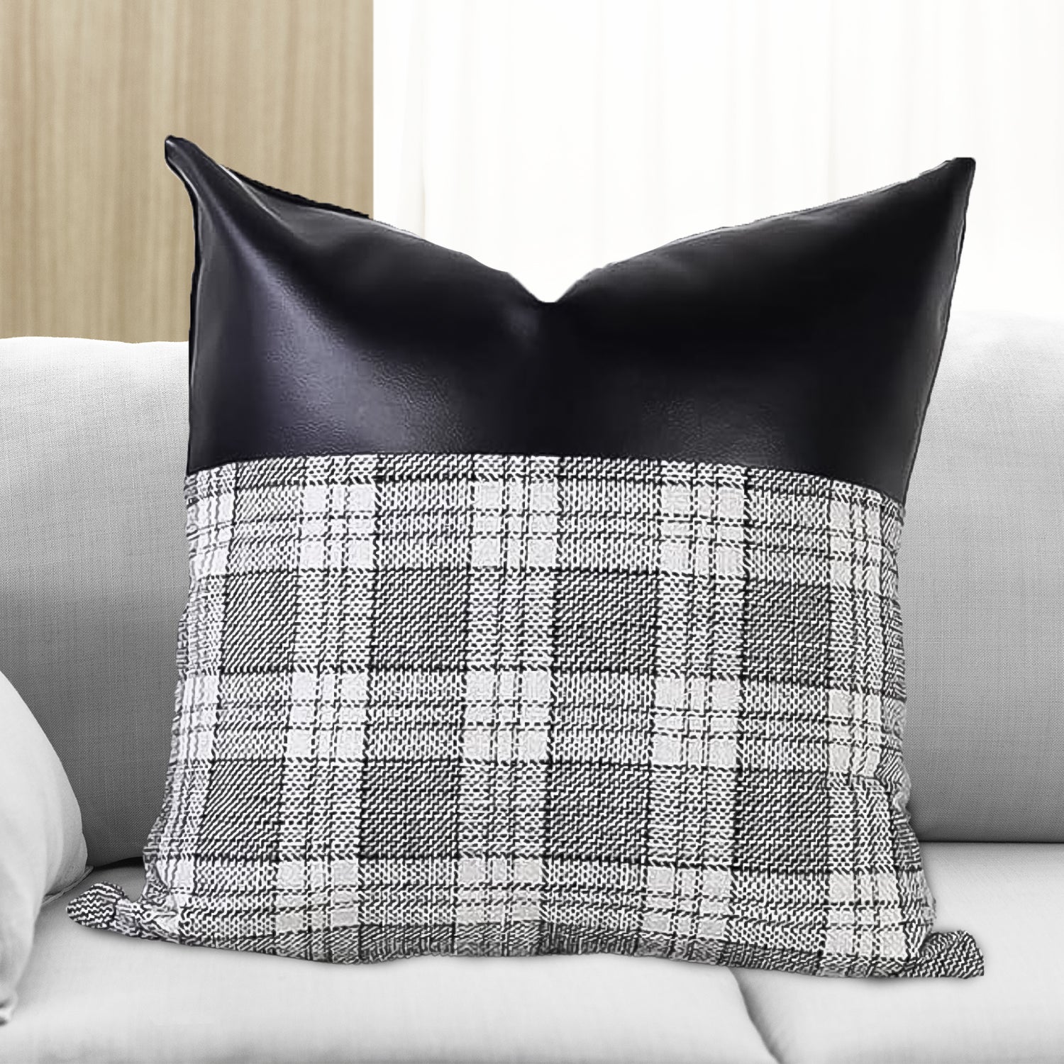 Leather & Cotton Pillow Covers – 23x22 Inch Set of 2 | Styleva - Image 4
