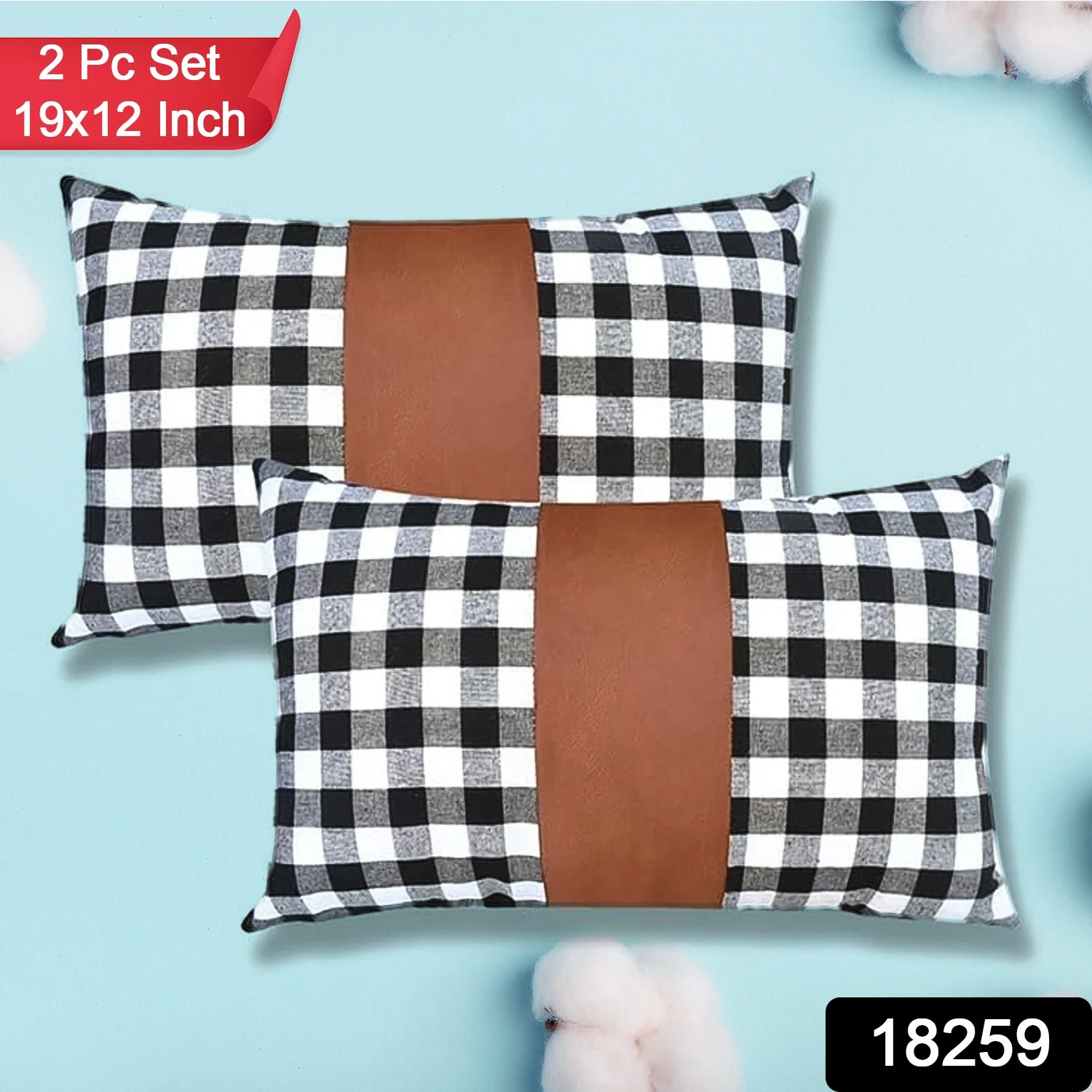 Pillow Covers – Leather & Cotton, 19x12 Inch (2 Pc) | Styleva - Image 2