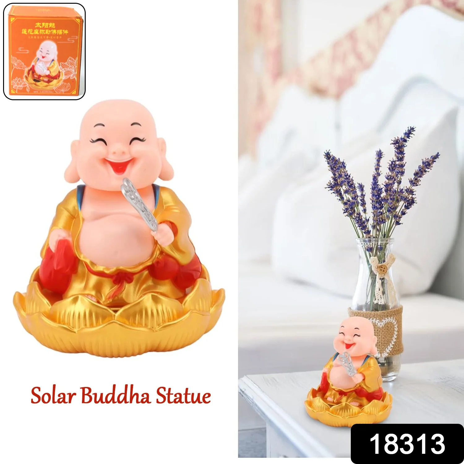 Solar Buddha Car Ornament – Nodding Dashboard Decor | Velvet Wheels - Image 2