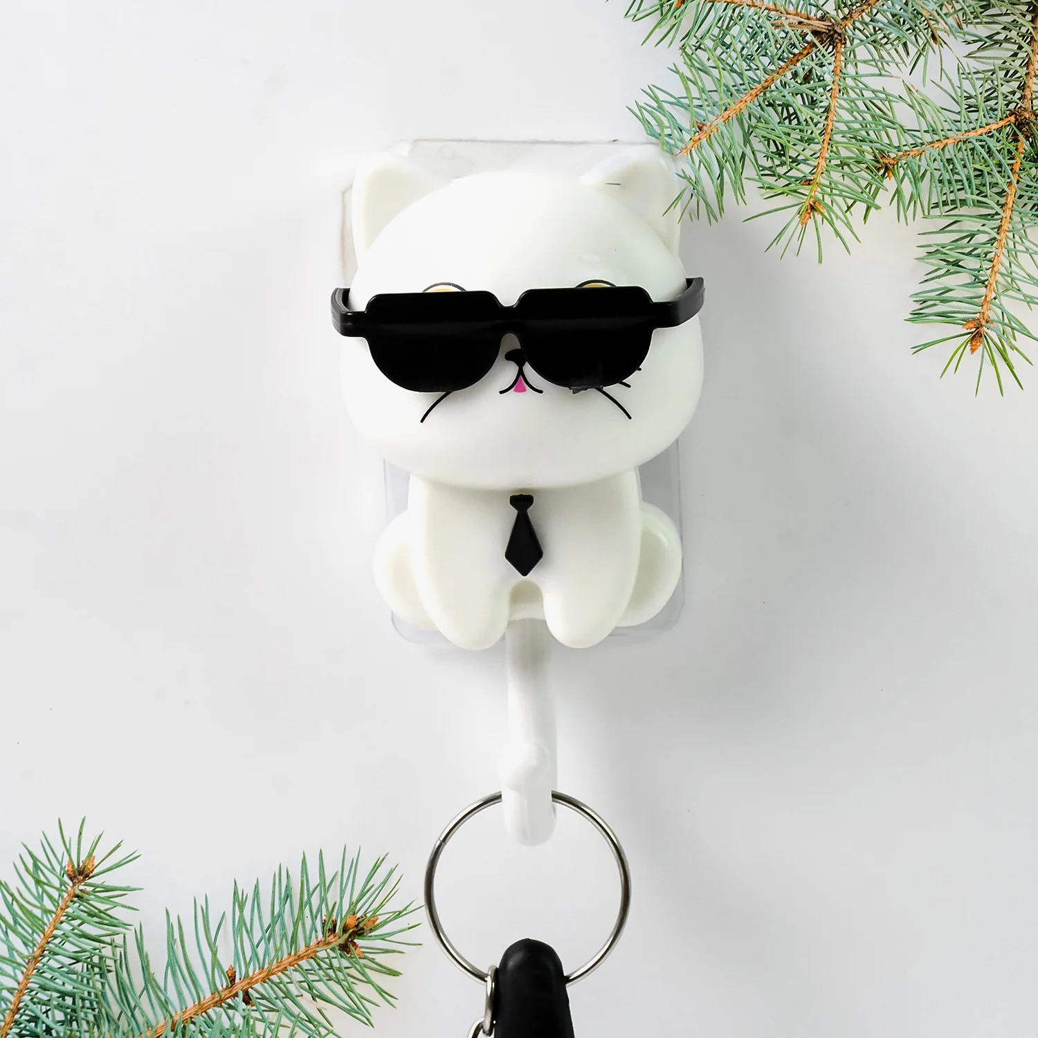Cat Wall Hook – Cute Sunglasses Design, Self-Adhesive | Styleva - Image 3