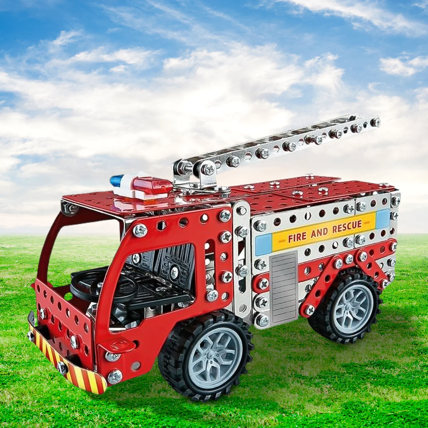 Metal Fire Truck Building Blocks – DIY STEM Kit for Kids | Little Blocks - Image 4