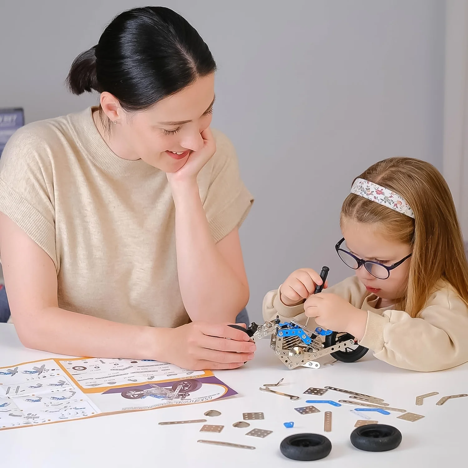 Metal Bike Construction Kit – 140 Part STEM Toy | Little Blocks - Image 4