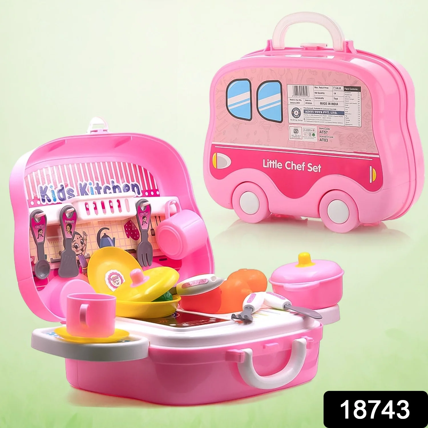 Kids Kitchen Play Set – 23-Piece Portable Pretend Play | Aditi - Image 2