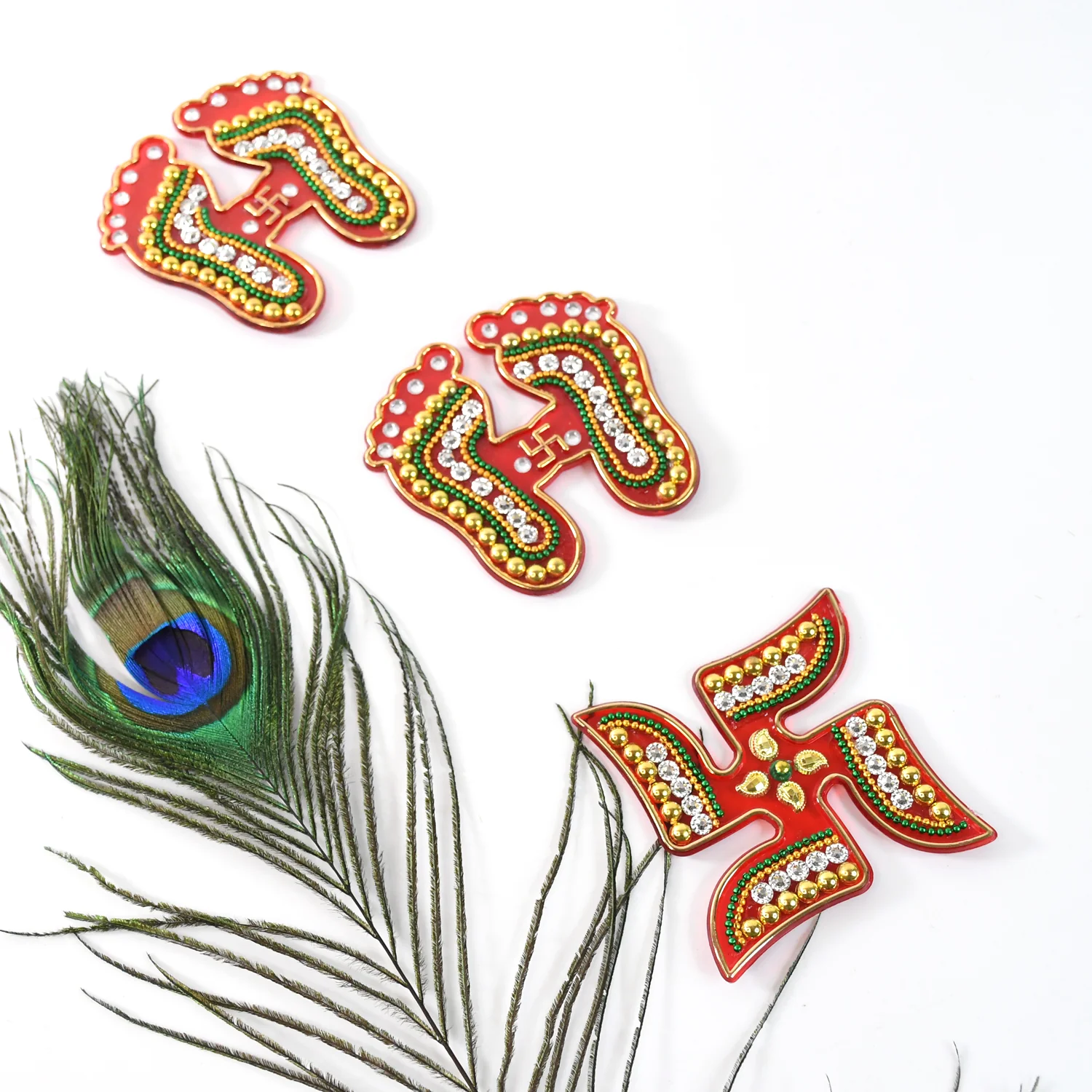 Laxmi Charan & Swastik Decorative Sticker Set – 3pc Festive Rangoli - Image 3