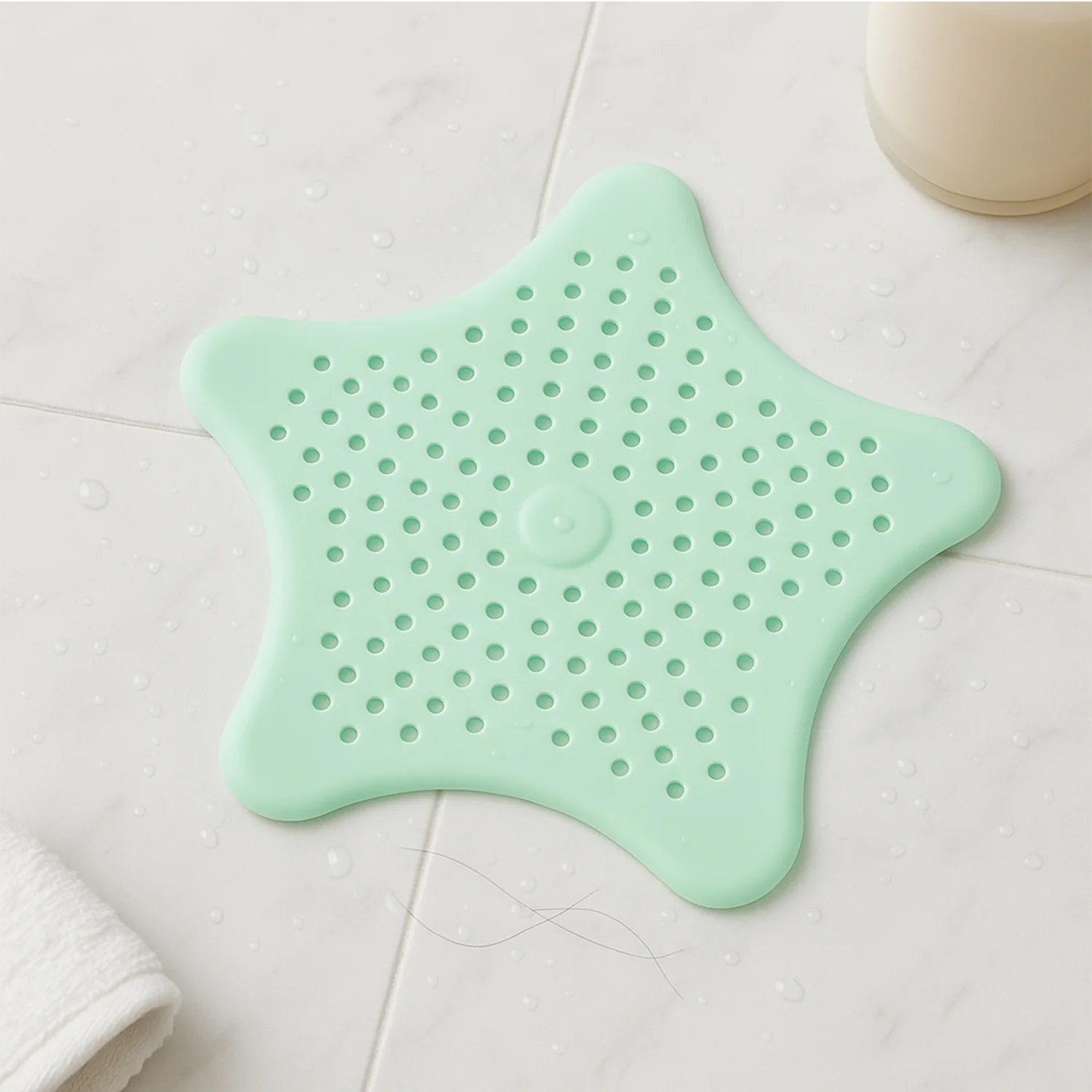 Silicone Star Shaped Sink Strainer – Mint Green Hair Catcher - Image 7