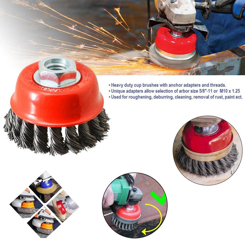 Wire Wheel Cup Brush – Heavy Duty Metal Cleaning | Velvet Wipe - Image 3