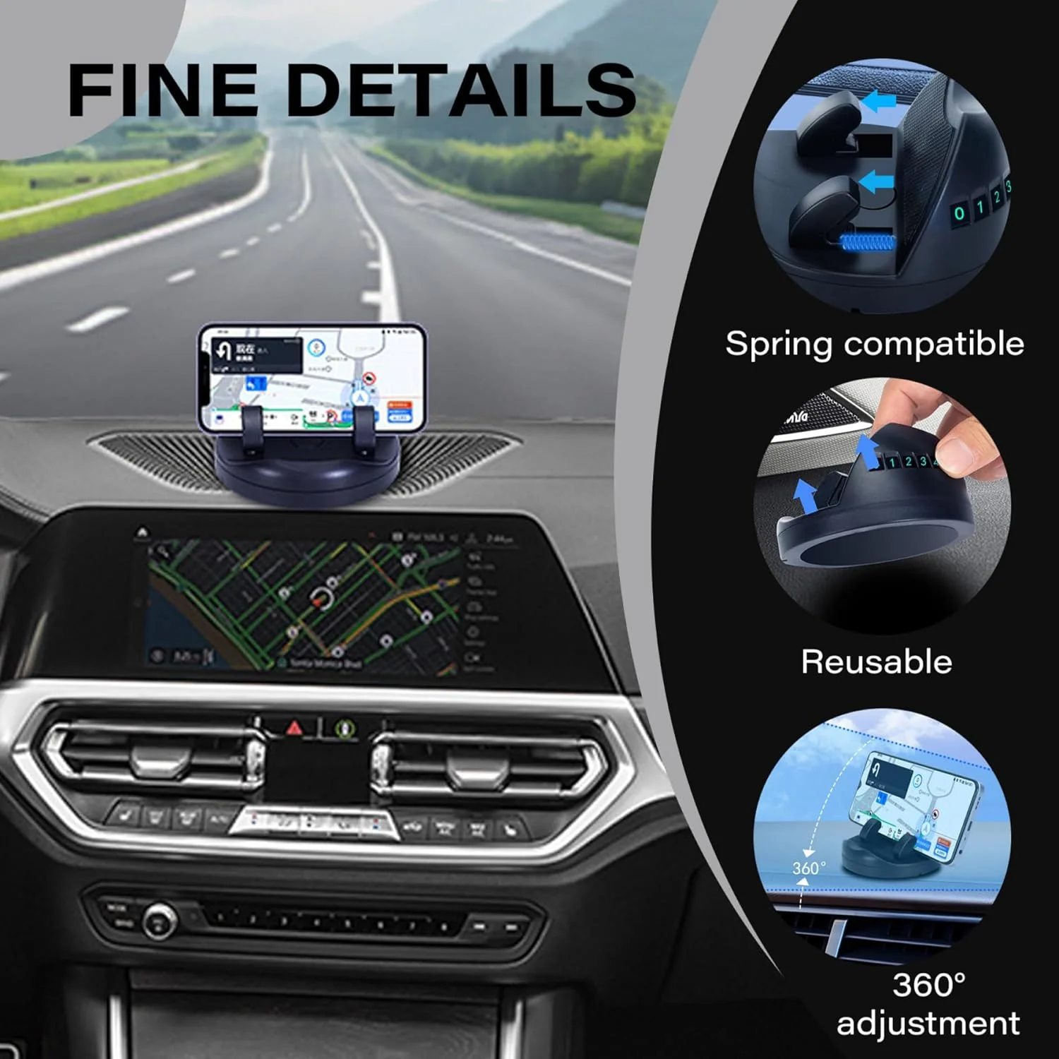 Car Phone Holder – 2-in-1 Anti-Slip Dashboard Mount | Velvet Wheels - Image 8