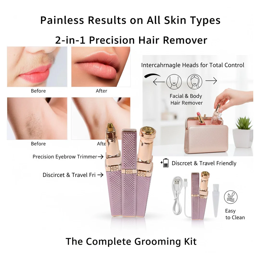 2-in-1 Eyebrow Razor – Rechargeable, Painless Hair Shaver with LED Light - Image 4