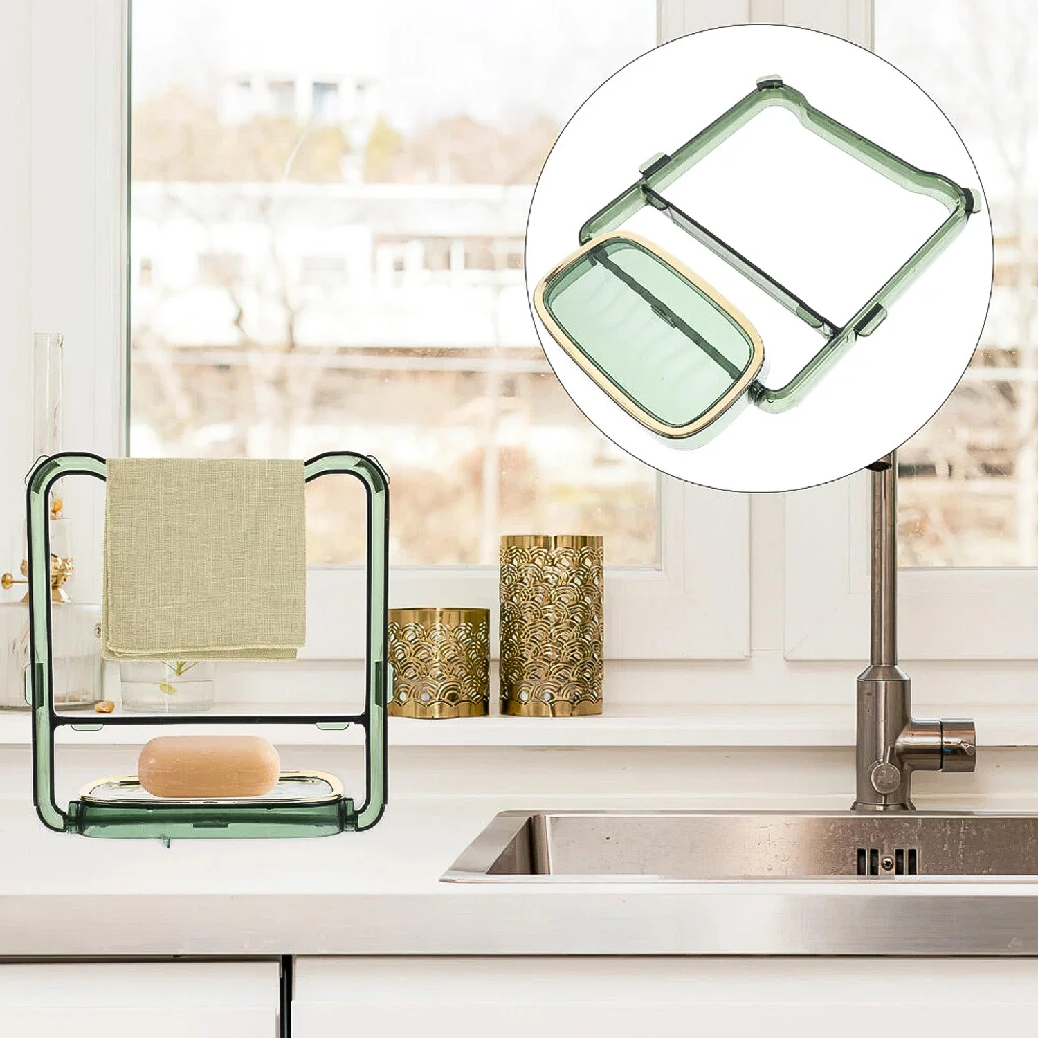 2-in-1 Bathroom Organizer – Self-Adhesive Soap Holder & Towel Rack - Image 7