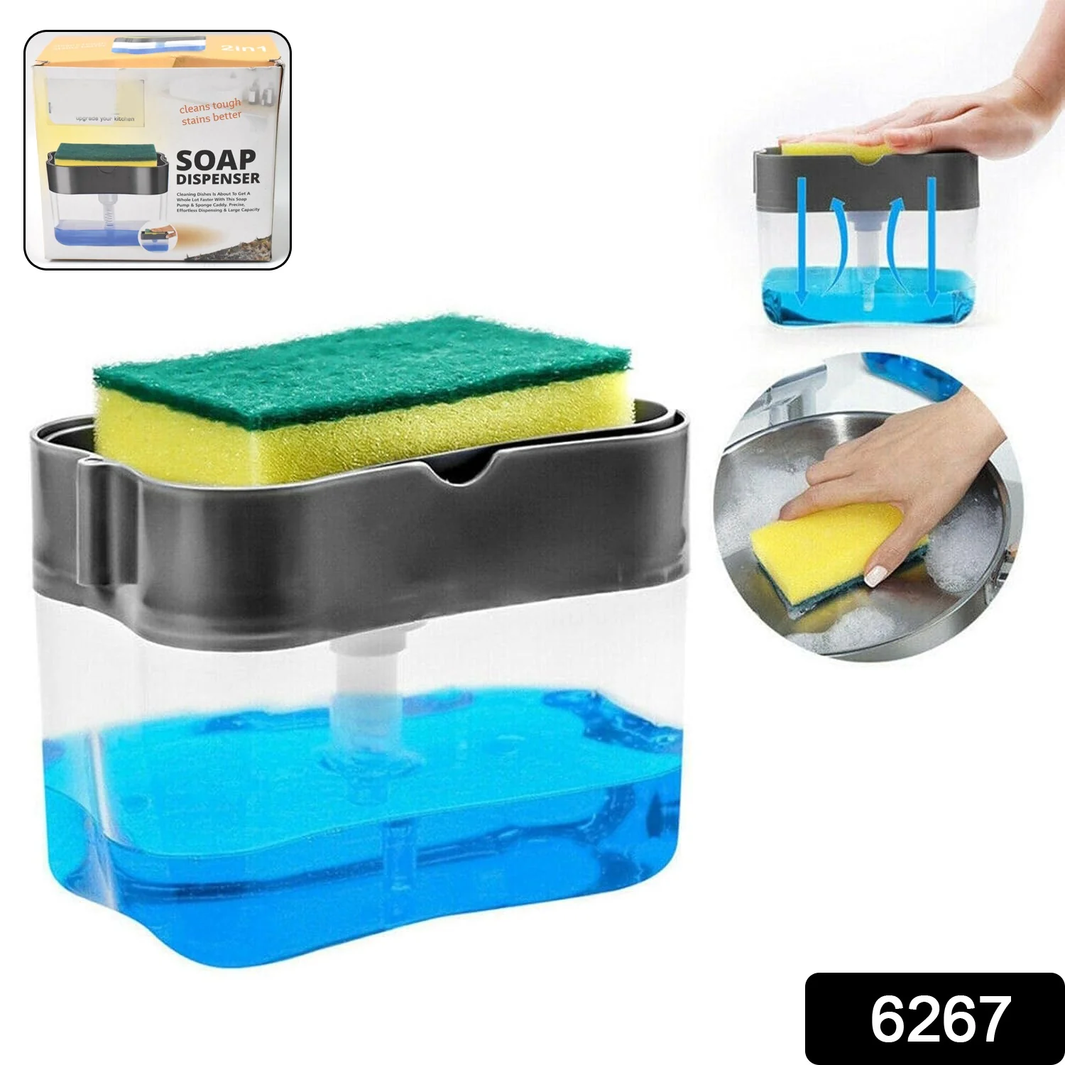 2-in-1 Soap Dispenser – Built-in Scrub Holder & Organiser | Konvex - Image 2