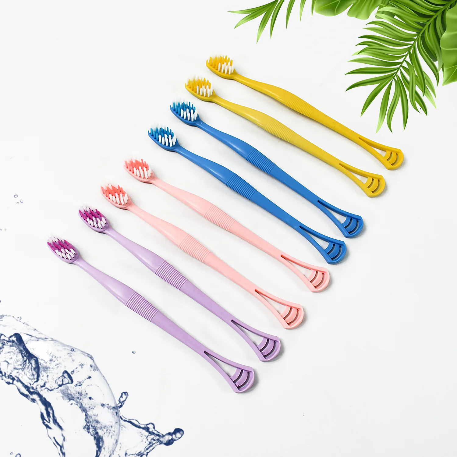 2-in-1 Toothbrush Tongue Scraper – Soft Bristles & 8 Pcs | BrushedUp - Image 3
