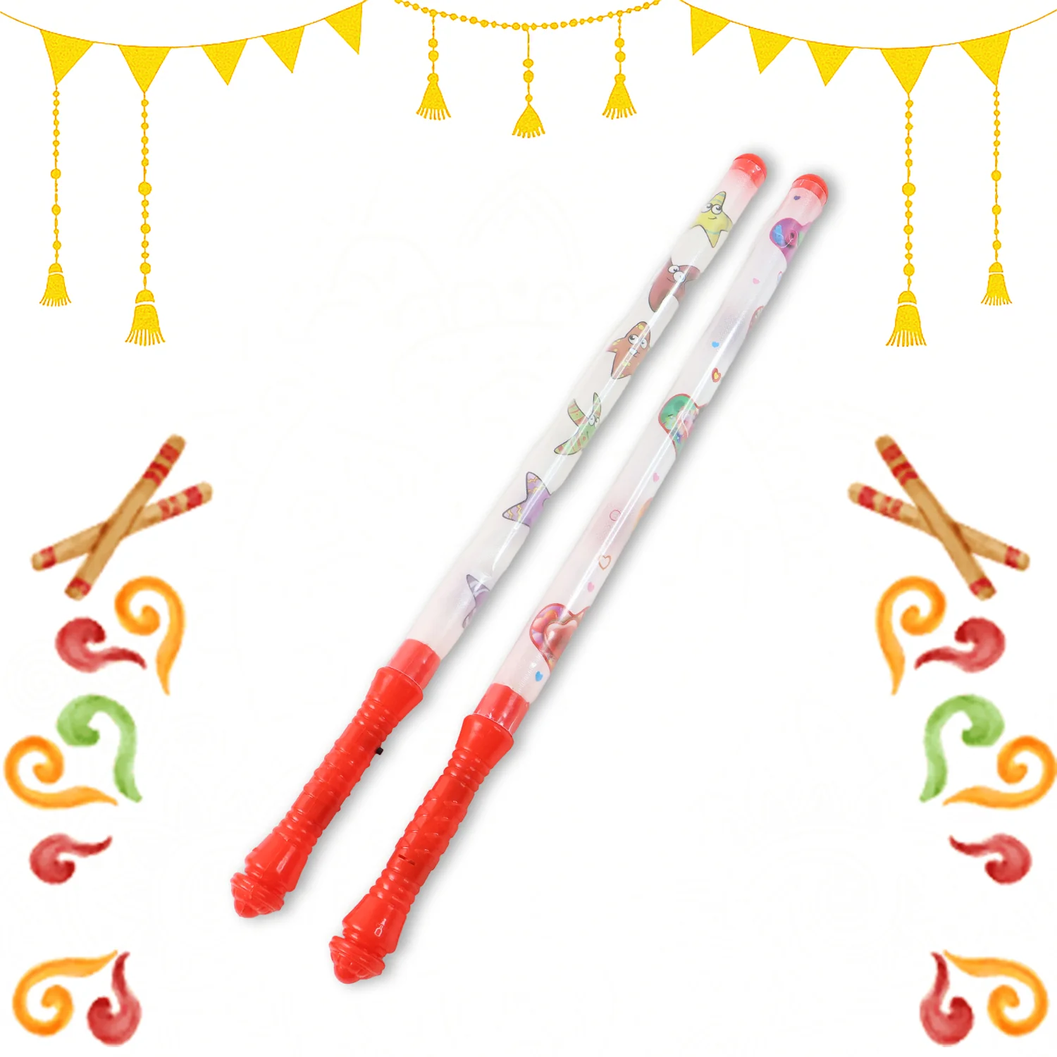 LED Dandiya Sticks – 2 Piece Set with Multi-Color Lights - Image 3