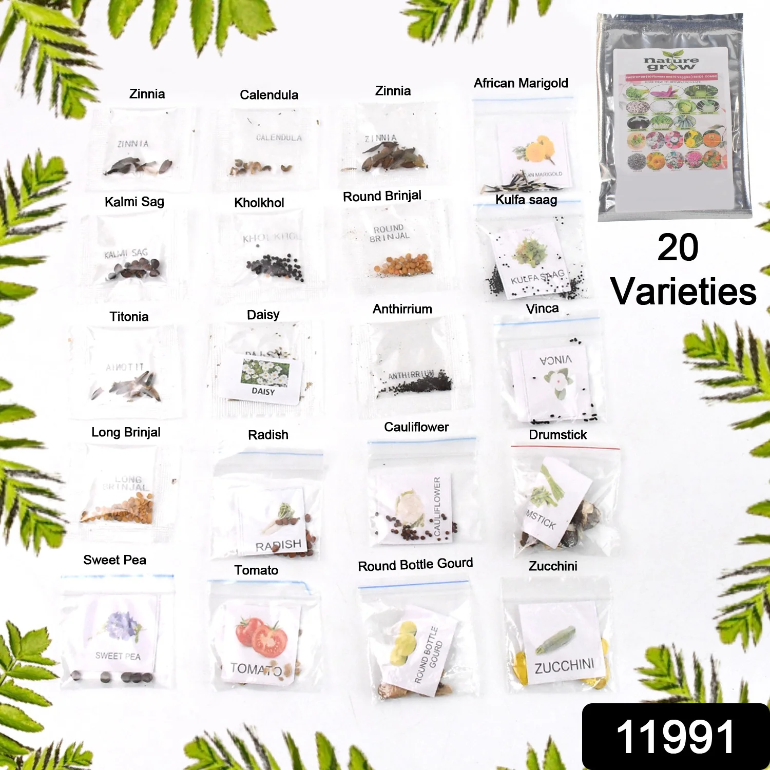 Vegetable & Flower Seeds Combo – 20 Varieties for Home Garden - Image 2