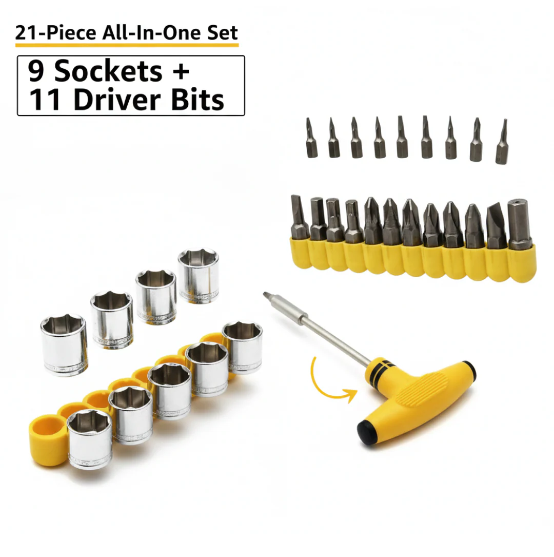 Ratchet Socket Set – 21-Piece T-Shape Tools | XcelCraft - Image 5