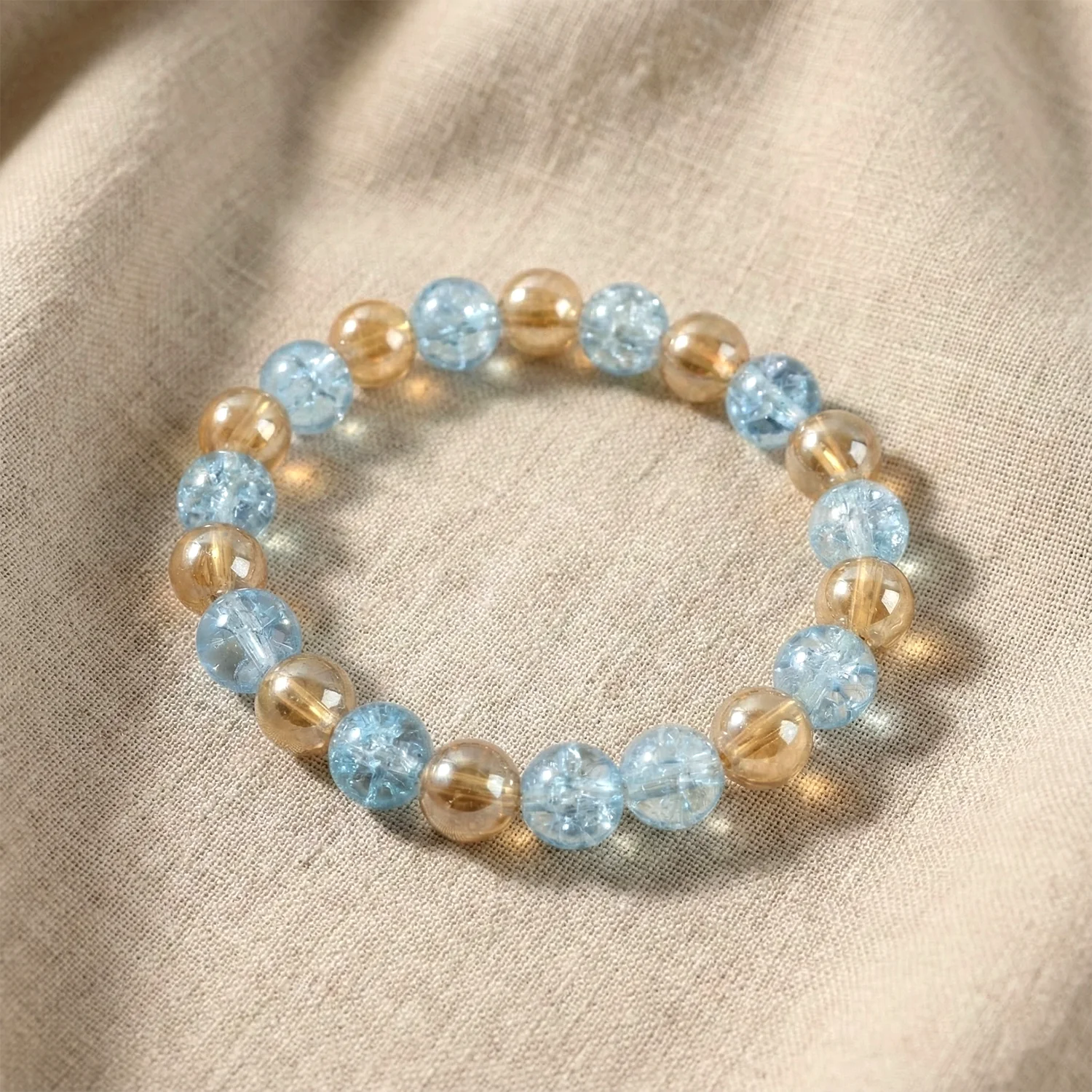 Dual-Tone Crystal Beaded Stretch Bracelet – Elegant Slip-On Design - Image 3