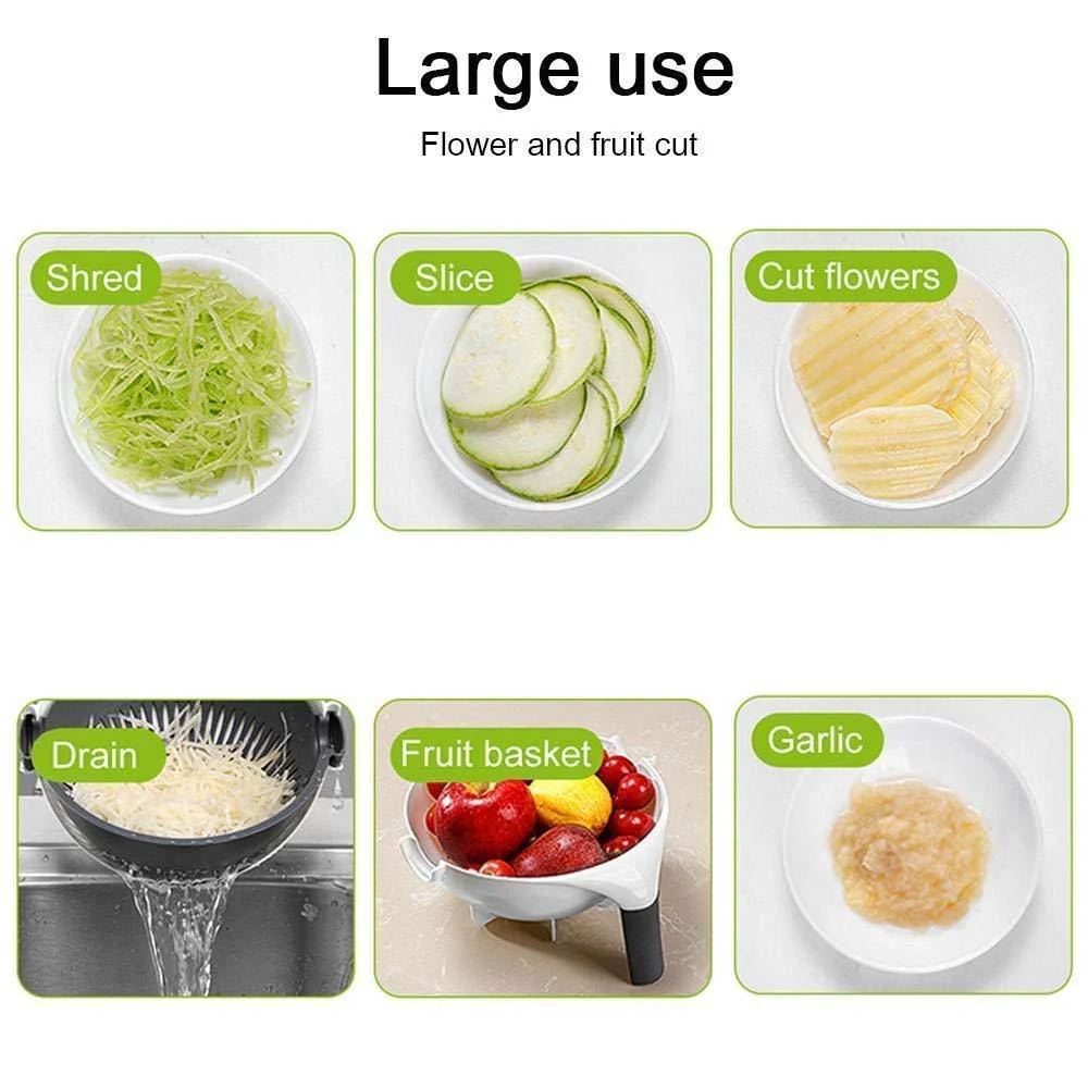 Vegetable Cutter Slicer – 10-in-1 with Rotating Drain Basket | Indo Glow - Image 7