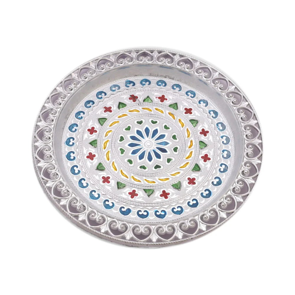 Silver Plated Pooja Thali – Festive & Worship Decor | Indo Glow - Image 4