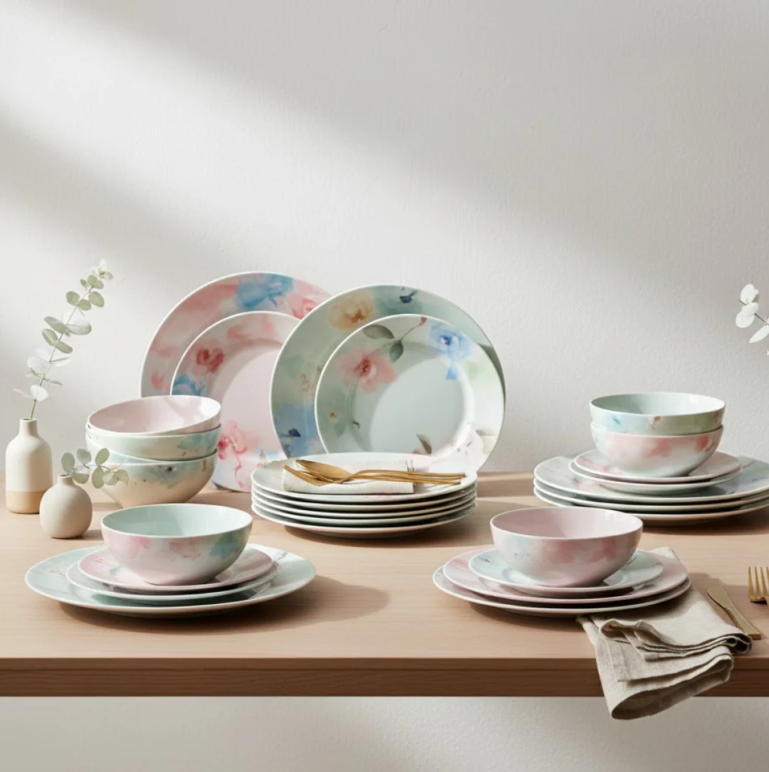 32-Piece Dinner Set – Premium Plastic, Microwave Safe | NG - Image 3