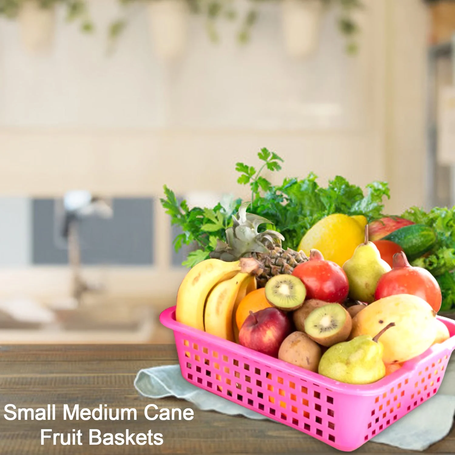 Plastic Fruit Basket – Medium Cane Style Storage & Decor | Tidy Table - Image 3