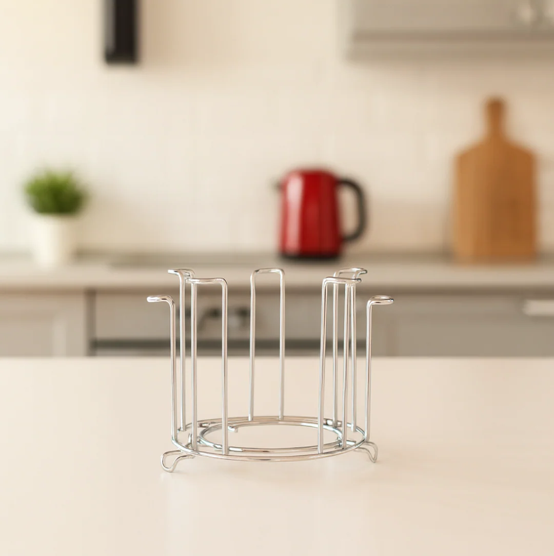 Stainless Steel Glass Stand – Round Kitchen Holder | Storenzo - Image 5
