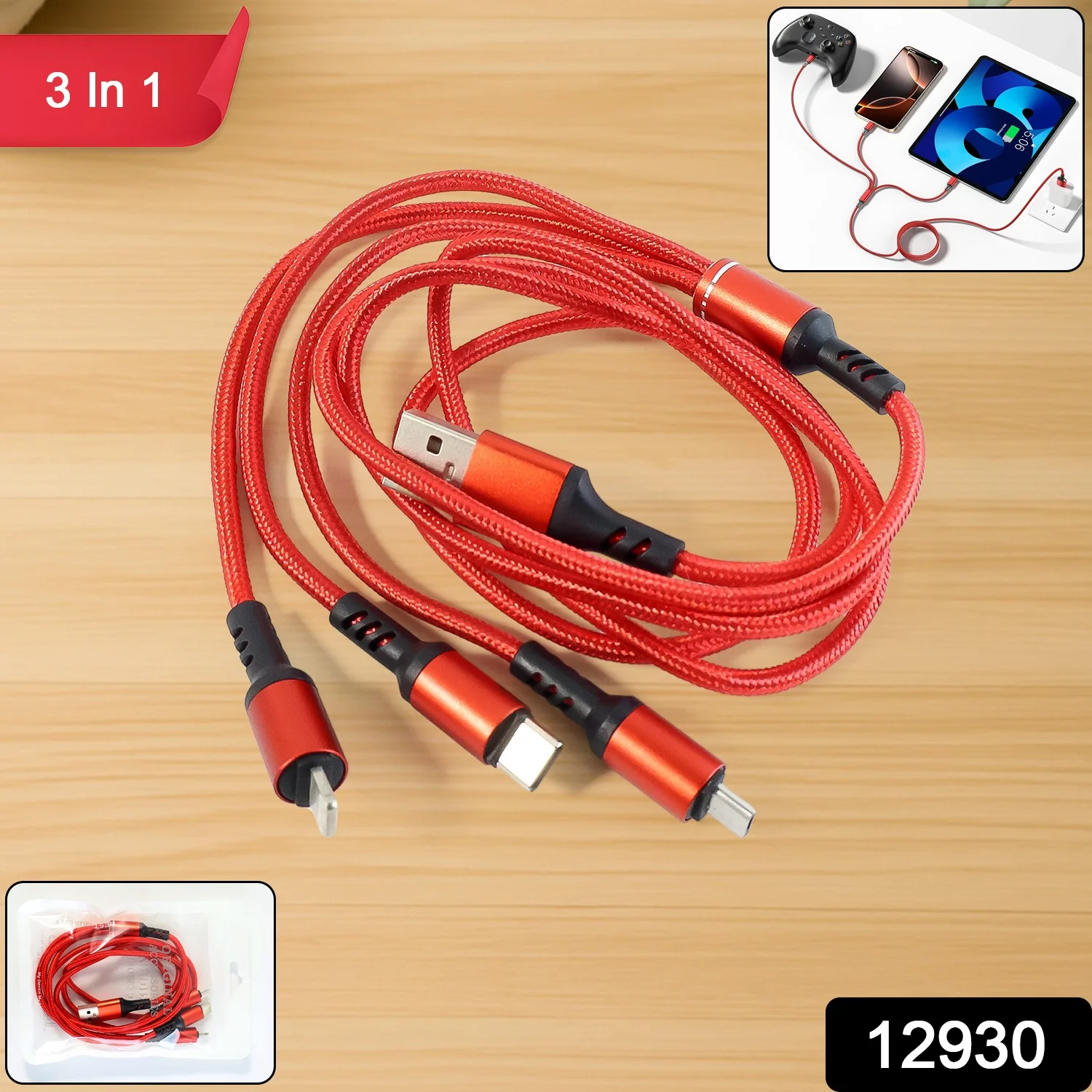 3-in-1 Multi Charging Cable – Durable Braided Universal Charger - Image 2