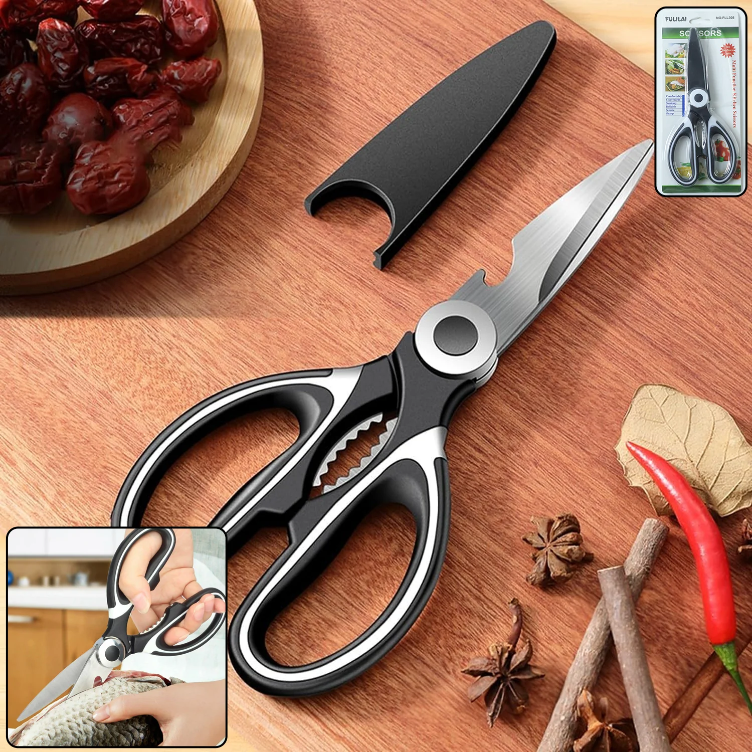 Multi-Function Kitchen Scissor – 6-in-1 Stainless Steel | DeoDap