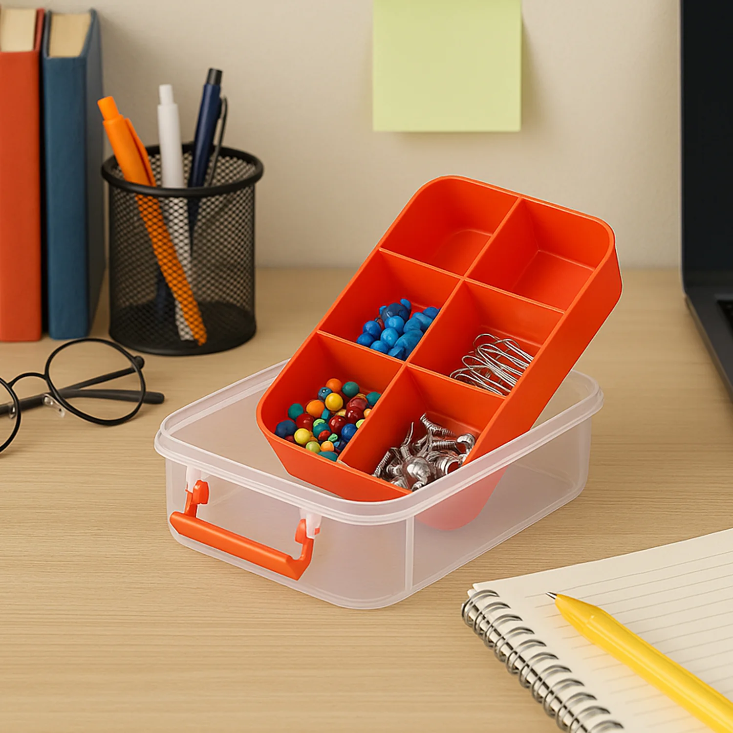 Transparent 3-Layer Storage Box with Handle and Lock Clips - Image 6