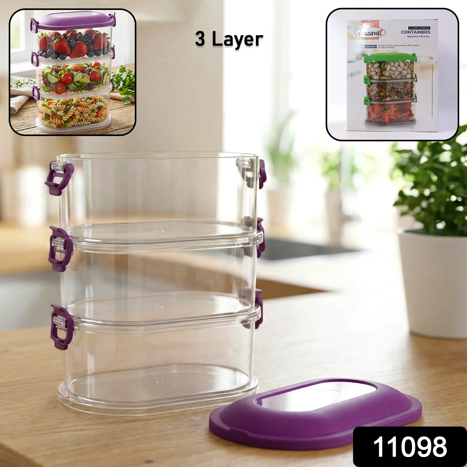 Airtight 3-Layer Stackable Food Storage Containers – Freshness & Space Saving - Image 2