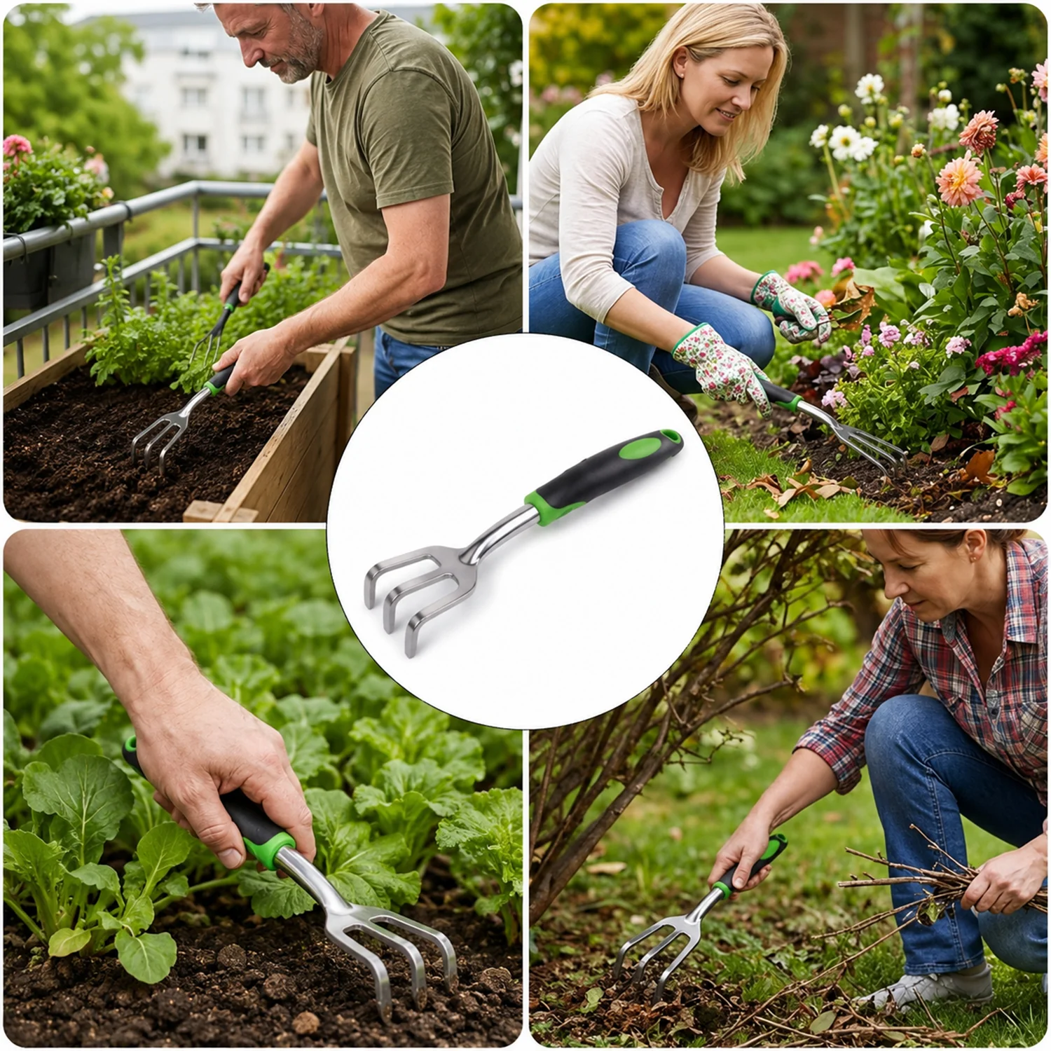 3 Prong Garden Hand Cultivator Fork Stainless Steel Tool Ergonomic Handle (1 Pc) - Image 8