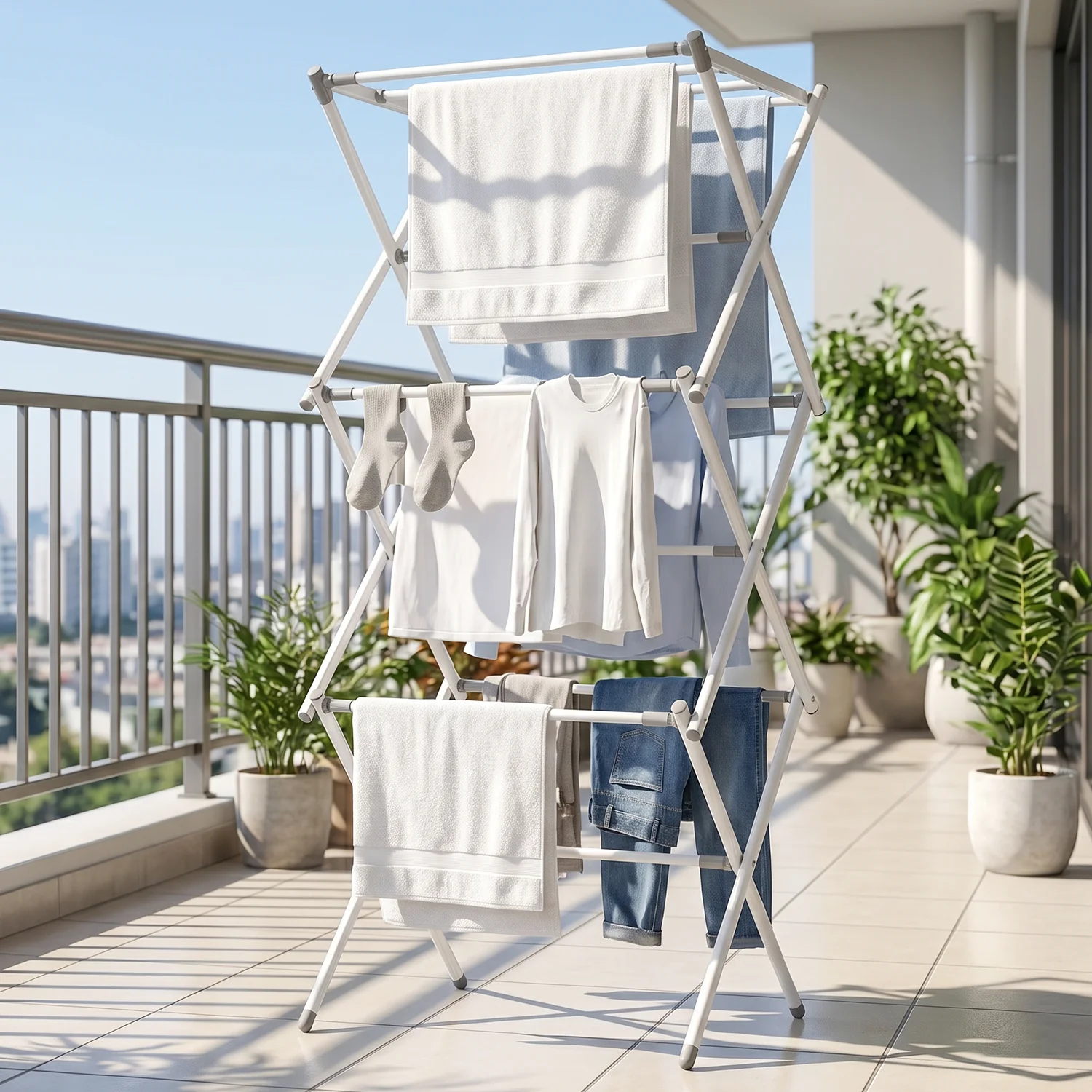 3 Tier Folding Clothes Drying Rack Laundry Cloth Dryer Stand for Ba... - Image 3