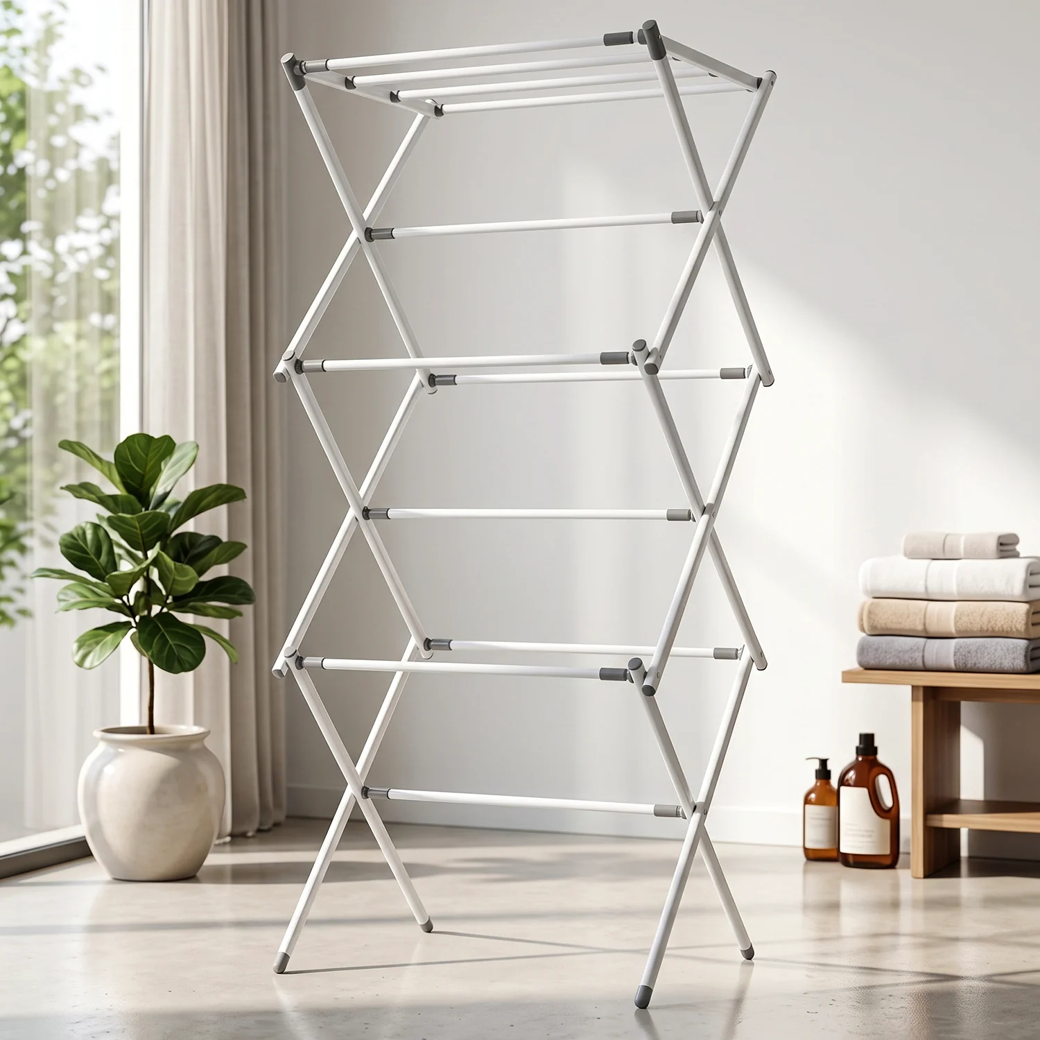 3 Tier Folding Clothes Drying Rack Laundry Cloth Dryer Stand for Ba... - Image 8