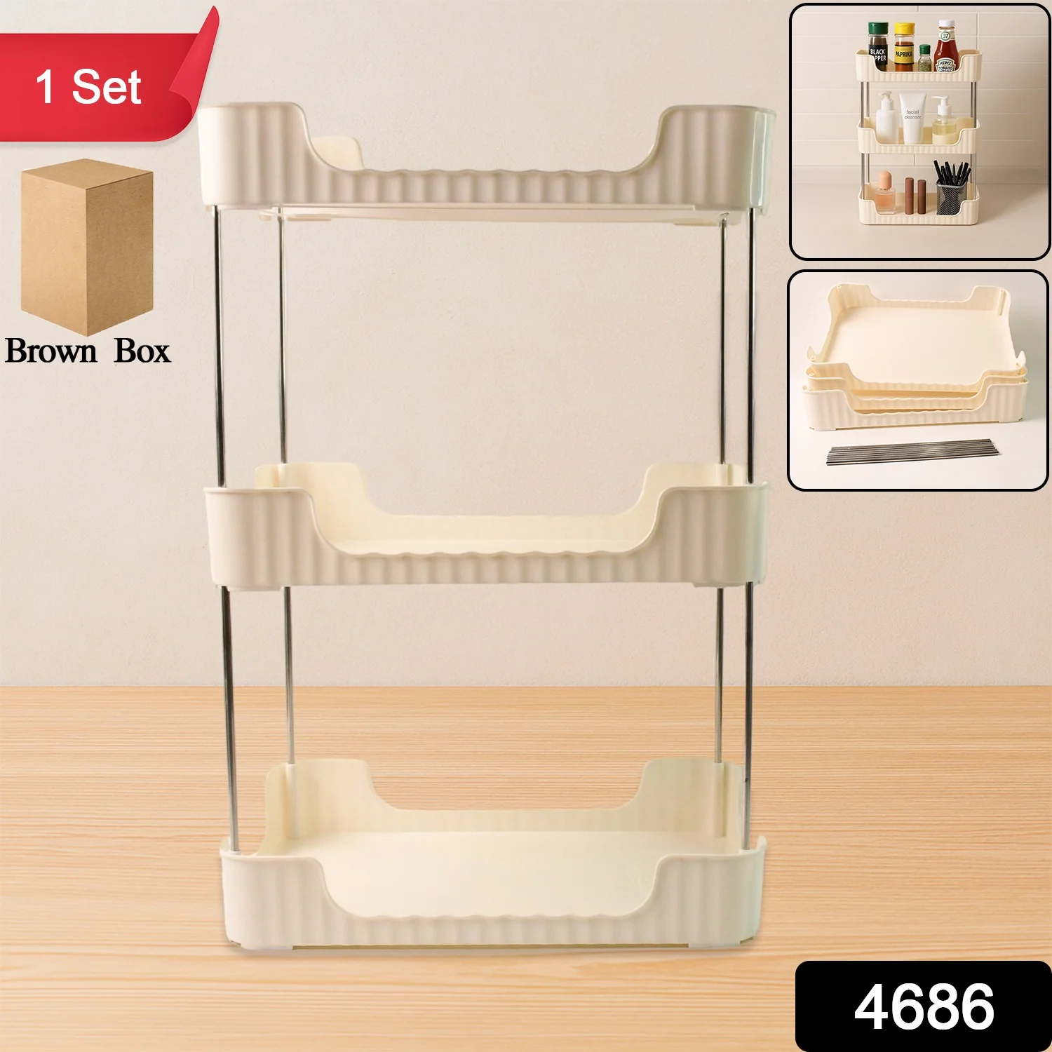 3-Tier Storage Organizer Rack – Compact & Versatile Shelf - Image 2