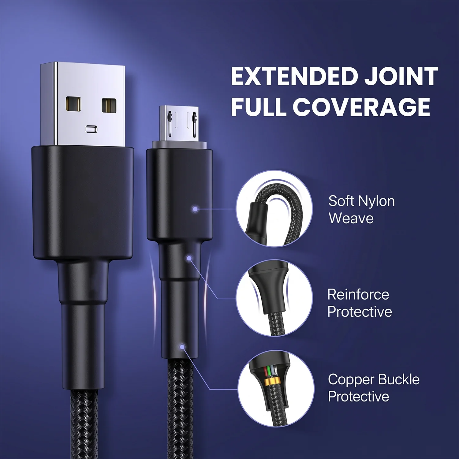 Micro USB Charging Cable – Durable Braided Design with Stand - Image 3