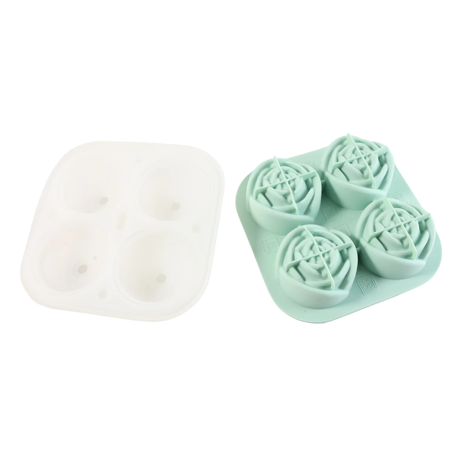 Rose Shape Ice Cube Tray – 4-Grid Silicone Mold with Lid - Image 5
