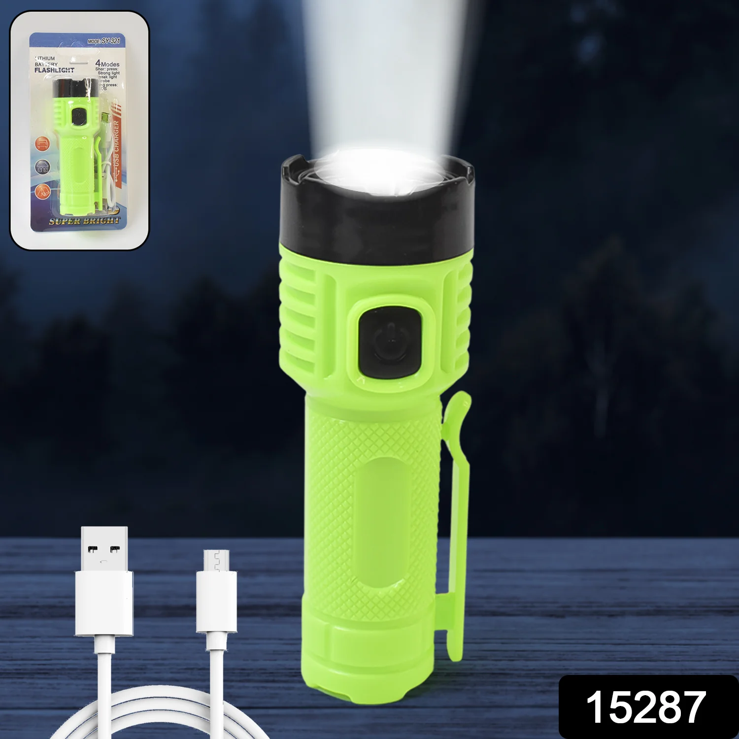 LED Flashlight Torch – USB Rechargeable with 4 Lighting Modes - Image 2