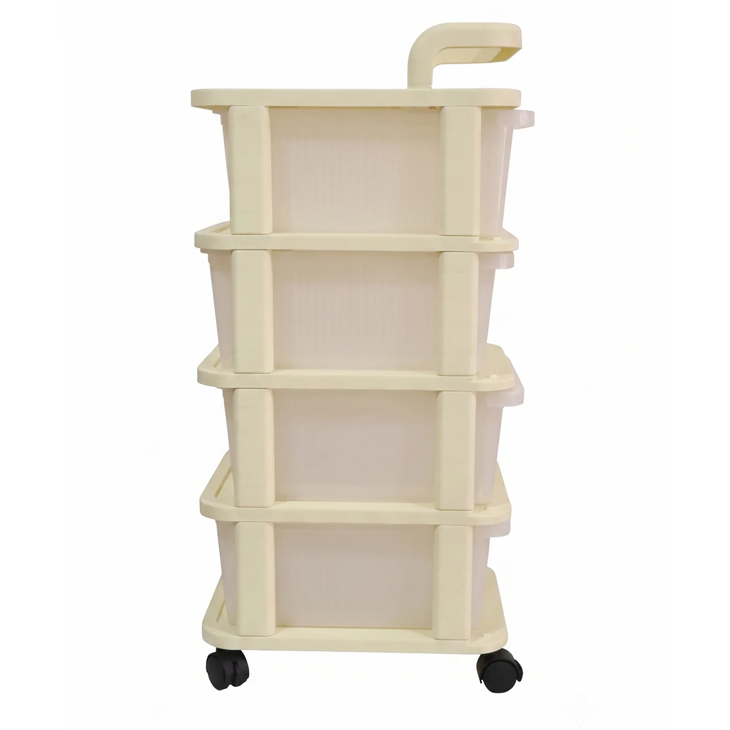 4-Tier Plastic Storage Trolley with Wheels, Rolling Drawer Organizer Cart (1 Pc) - Image 5