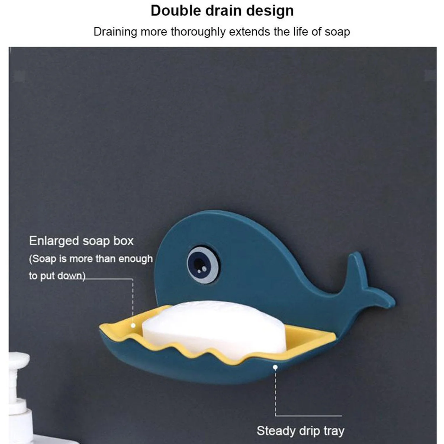 Wall Mounted Soap Holder – Fish Shape Double Layer Adhesive | VelvetBubbles - Image 3