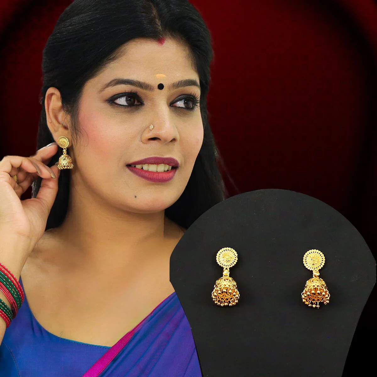Golden Mangalsutra Set – Elegant Design, Matching Earrings | BBJ - Image 2
