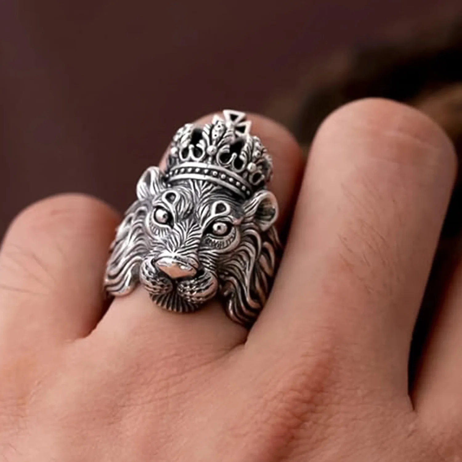 Silver Lion Head Ring – Bold Statement Jewelry | BBJ - Image 4
