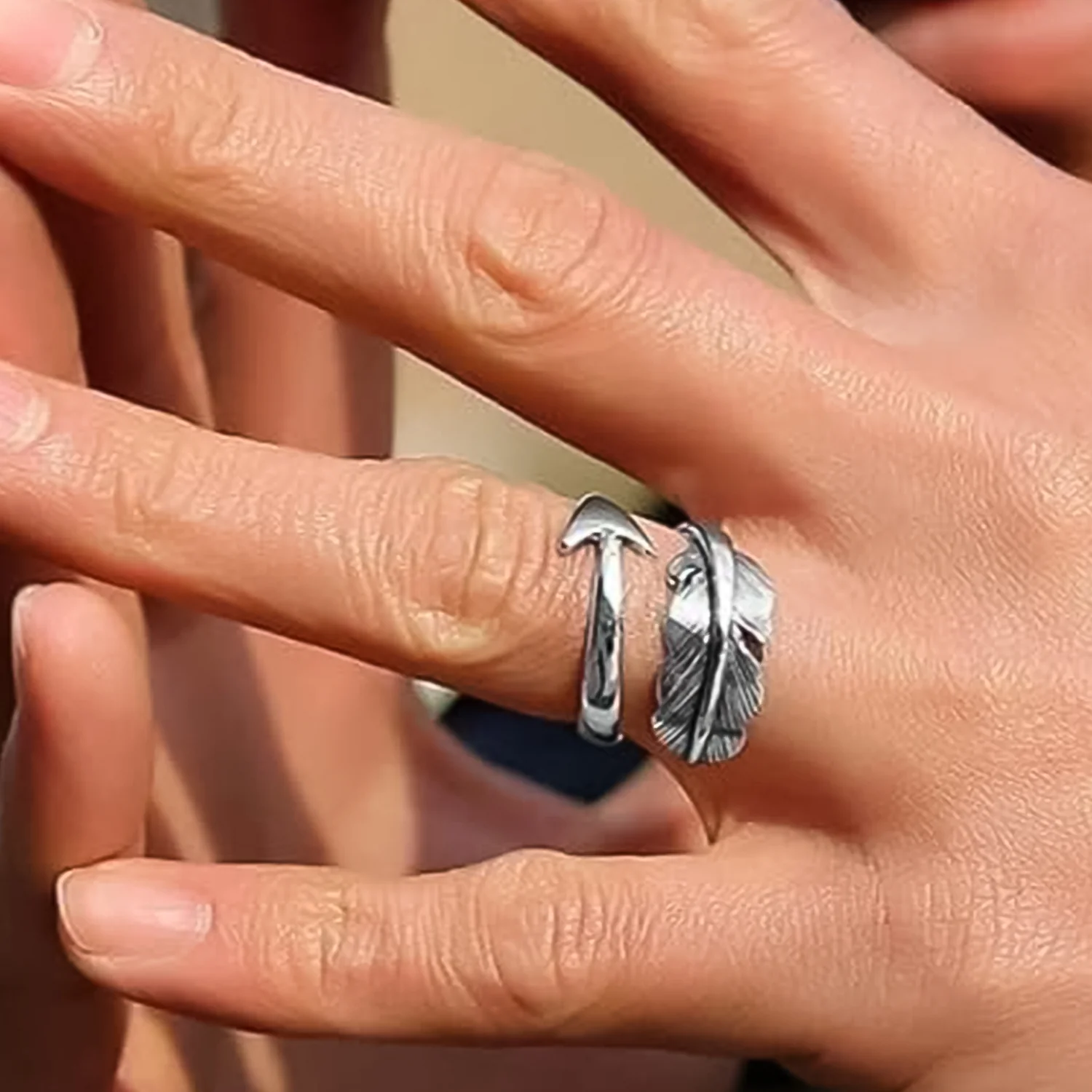 Adjustable Arrow Feather Ring – Stylish Fit | BBJ - Image 3