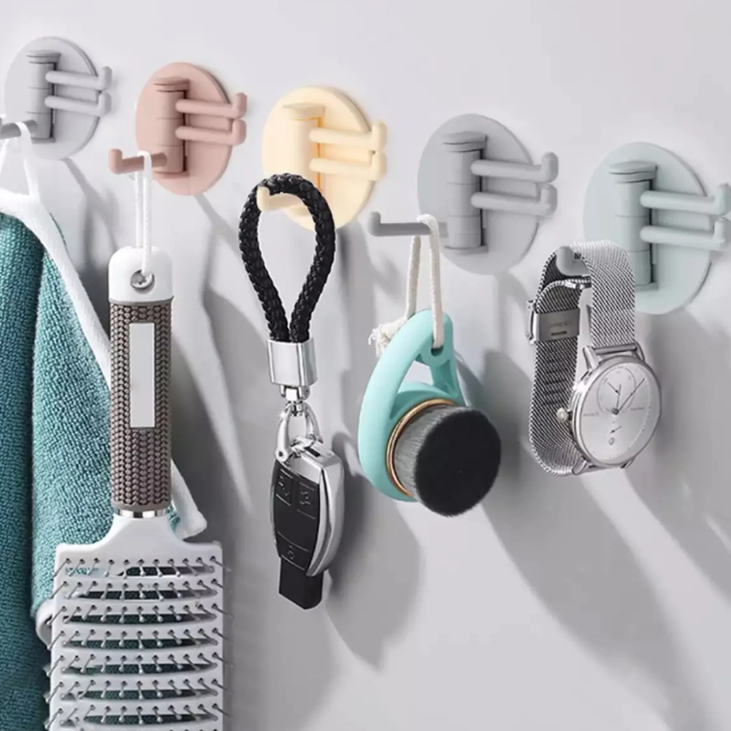 Punch-Free Sticky Hook – 3-Hook Rotating Organizer | GlimmerHome - Image 11