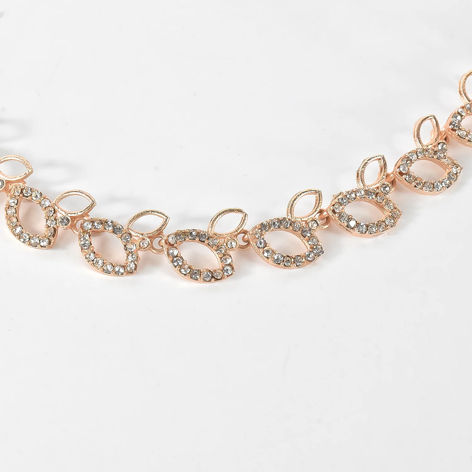 American Diamond Floral Necklace Set – Elegant Rhodium Plated Jewellery - Image 3