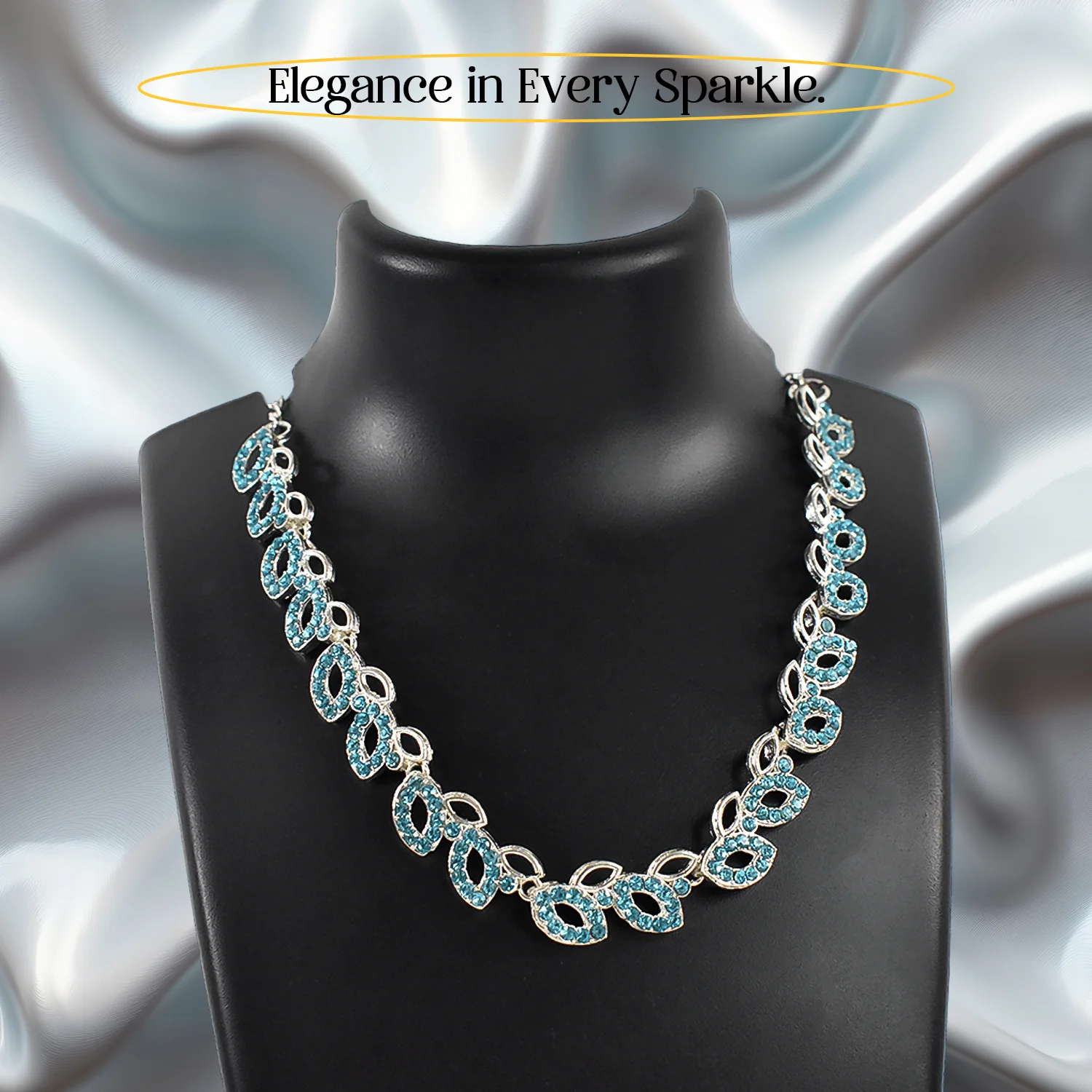 American Diamond Necklace Set – Floral Design with Earrings - Image 4