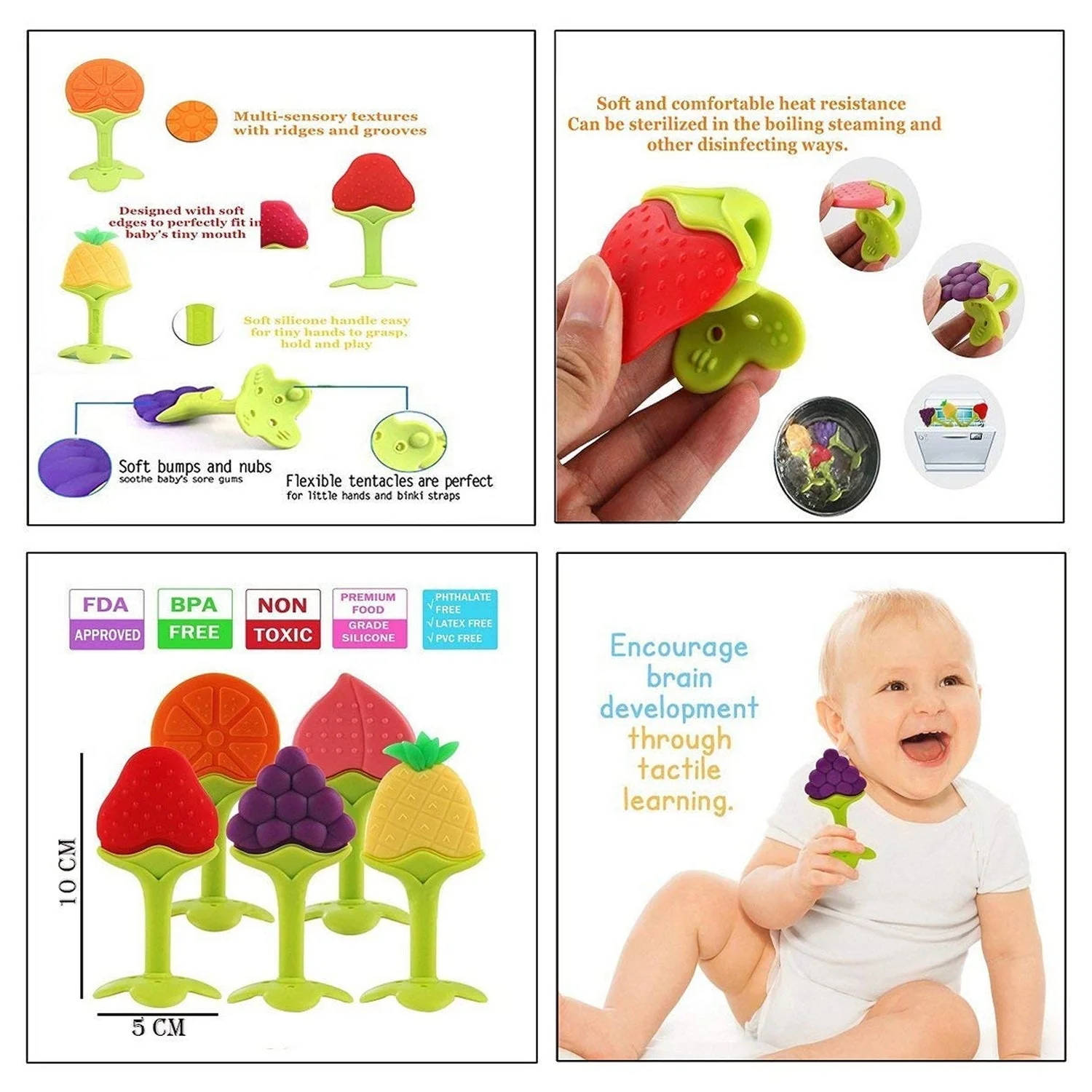 Baby Silicone Teether – Soft BPA-Free Fruit Toy for Gums | Babyova - Image 6