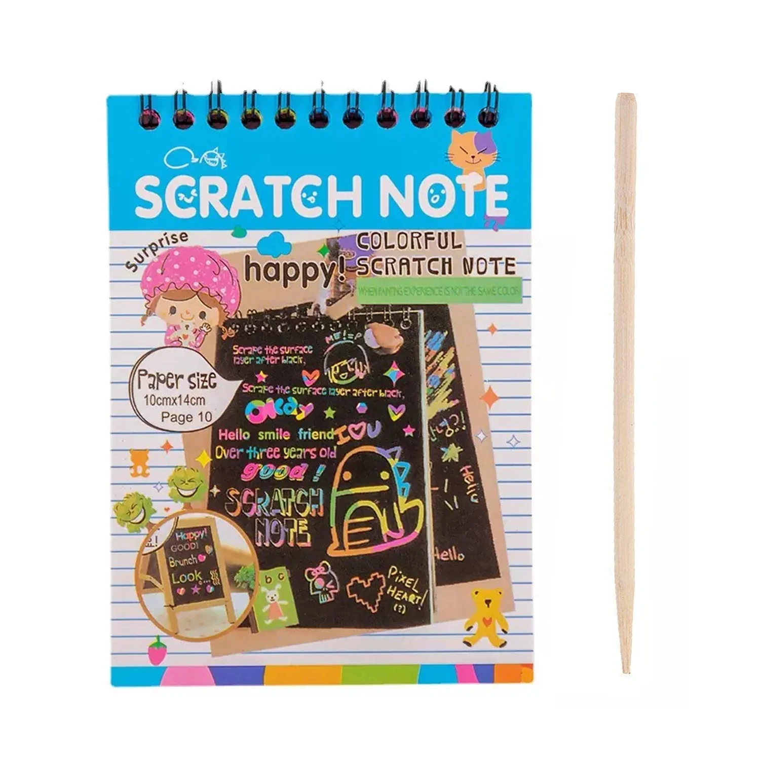 Rainbow Art Scratch Book – 10 Pages & Tool | Colorful Creations - Image 4