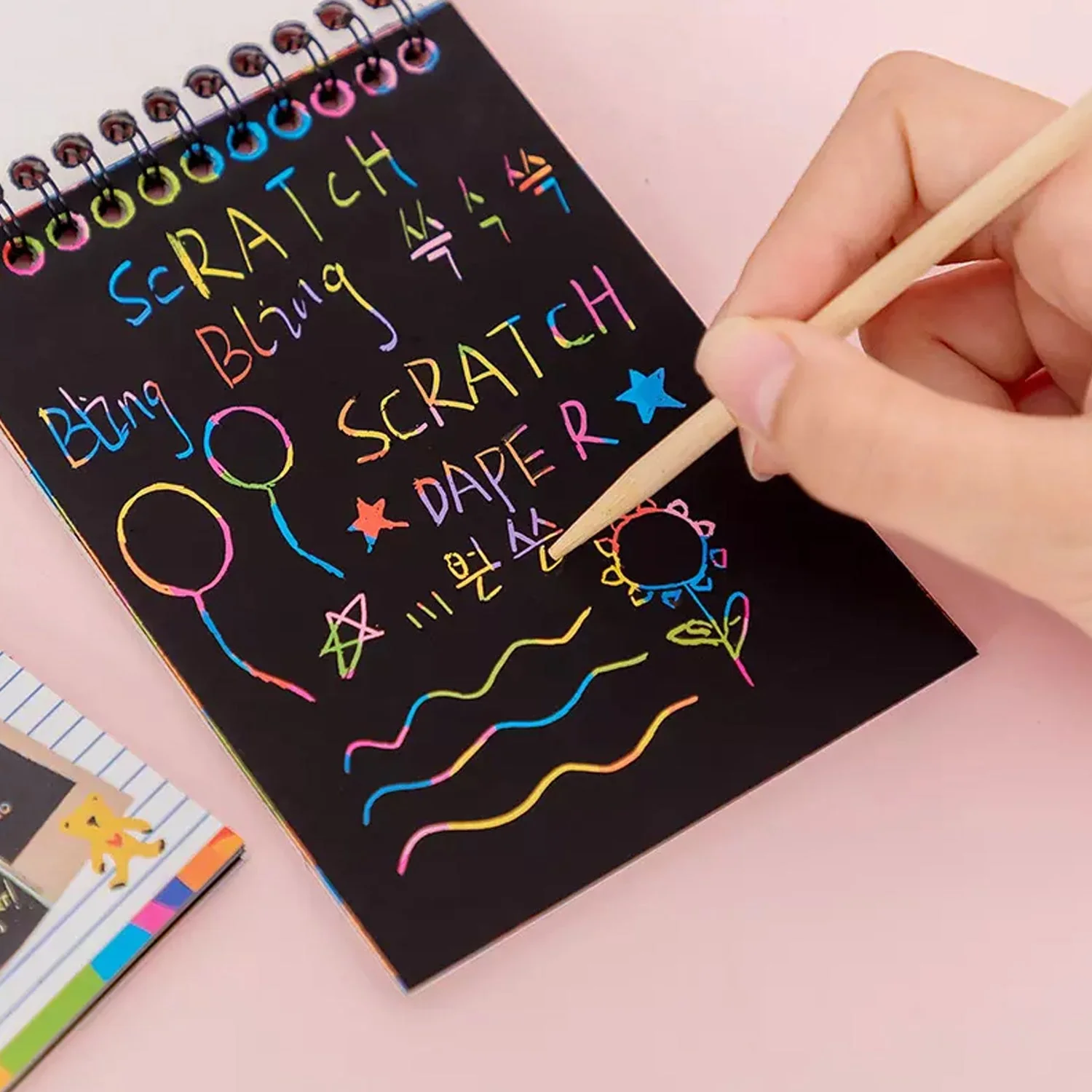 Rainbow Art Scratch Book – 10 Pages & Tool | Colorful Creations - Image 6