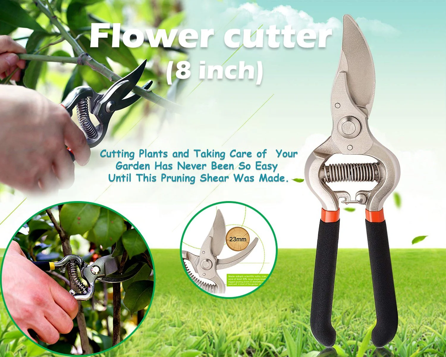 Garden Shears – 8-Inch Heavy-Duty Bypass Pruner | Grow Garden Tools - Image 4