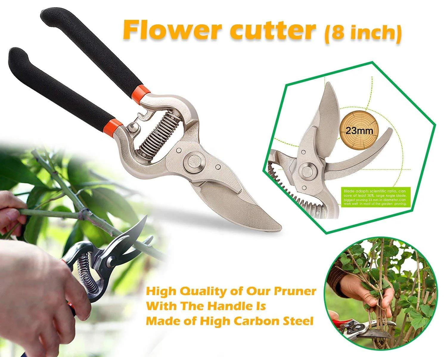 Garden Shears – 8-Inch Heavy-Duty Bypass Pruner | Grow Garden Tools - Image 6