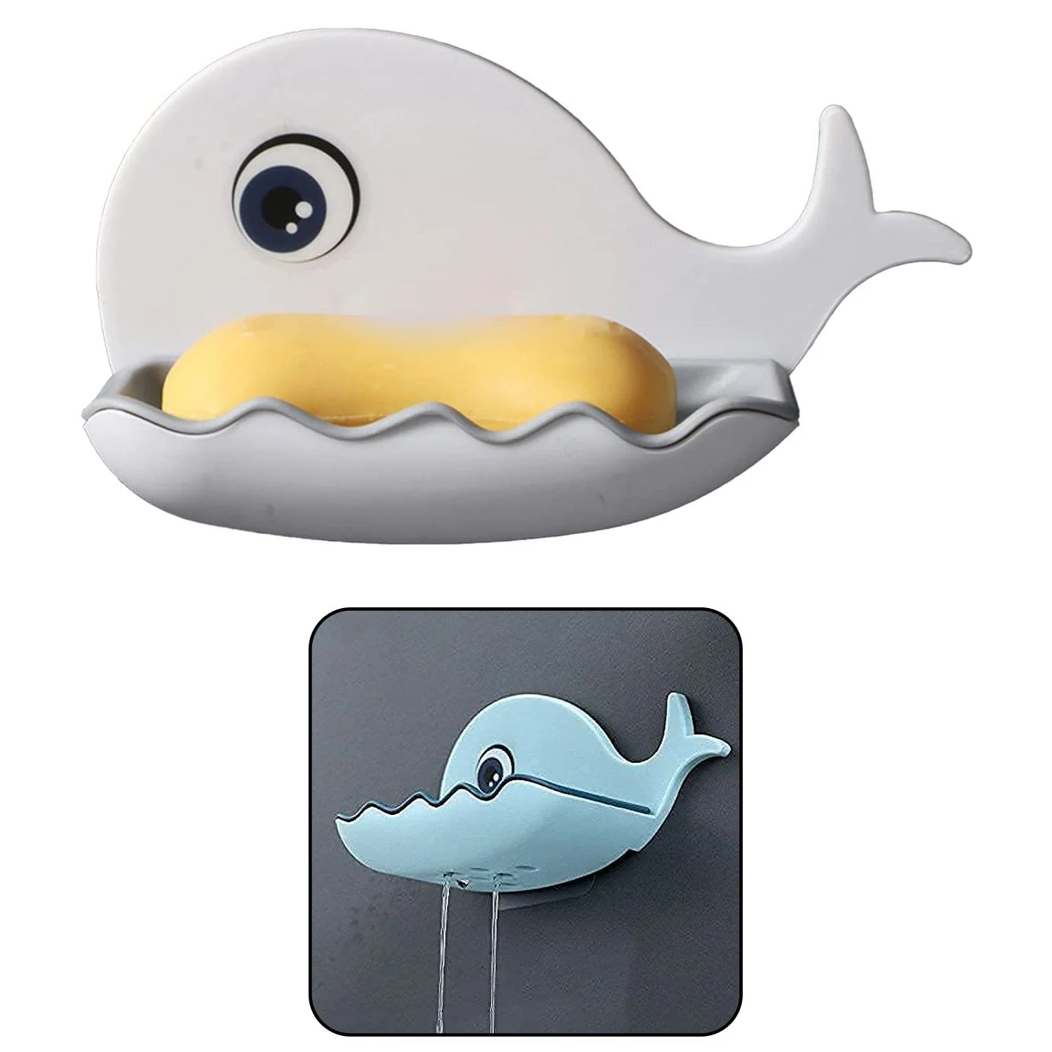 Fish Shape Soap Dish – Wall Mounted, Drainage | VelvetBubbles (Pack of 2) - Image 3
